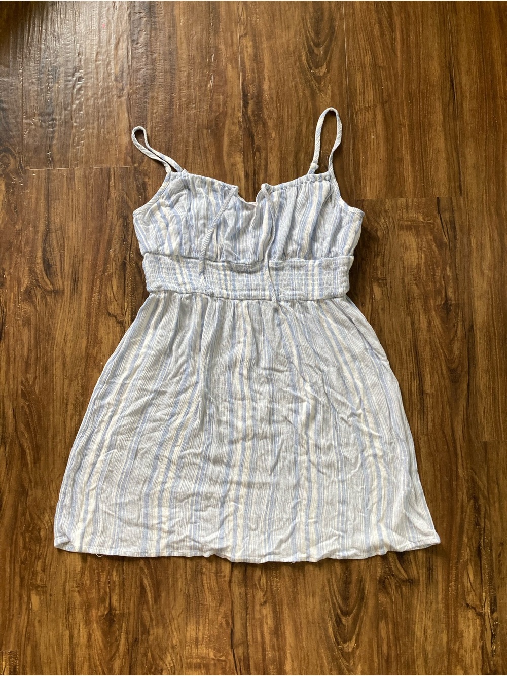 SO Light Blue and White Striped Mini Dress